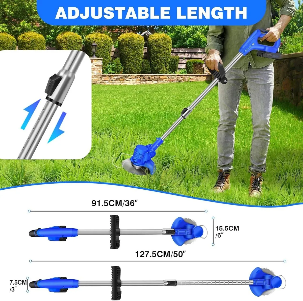 Cordless Grass Strimmer with Metal Blade & Battery - Image 4