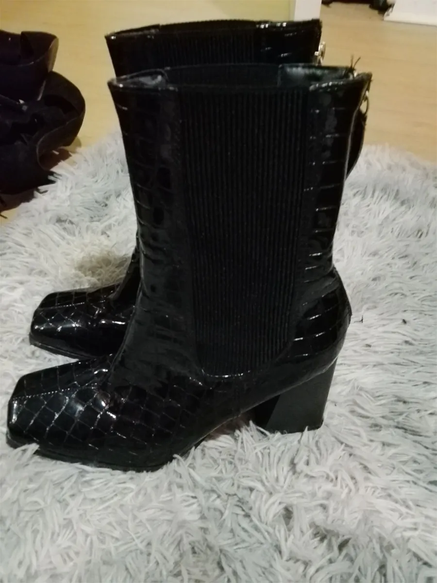 Black Patent Ankle Boots - Image 2