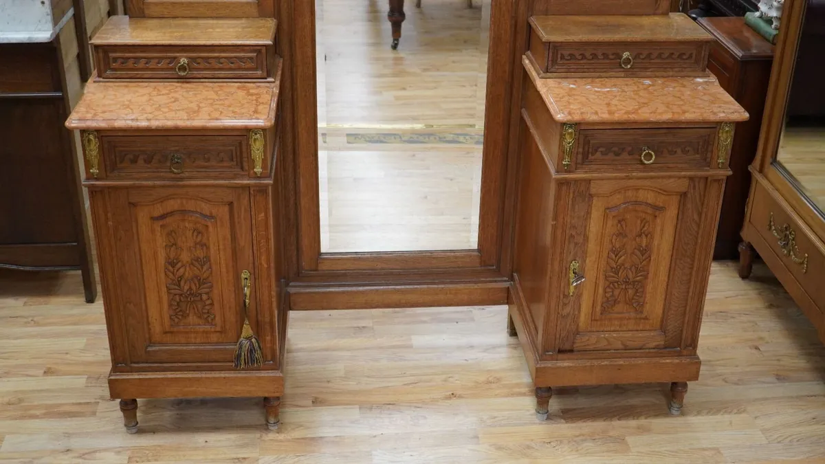Antique French Oak Mirrored Dressing Stand - Image 4