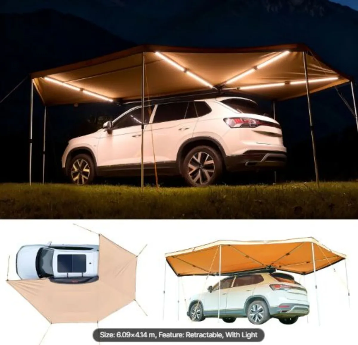 270 Degree Awning with Bulit-in LED Lights, 12.4 ㎡ - Image 1