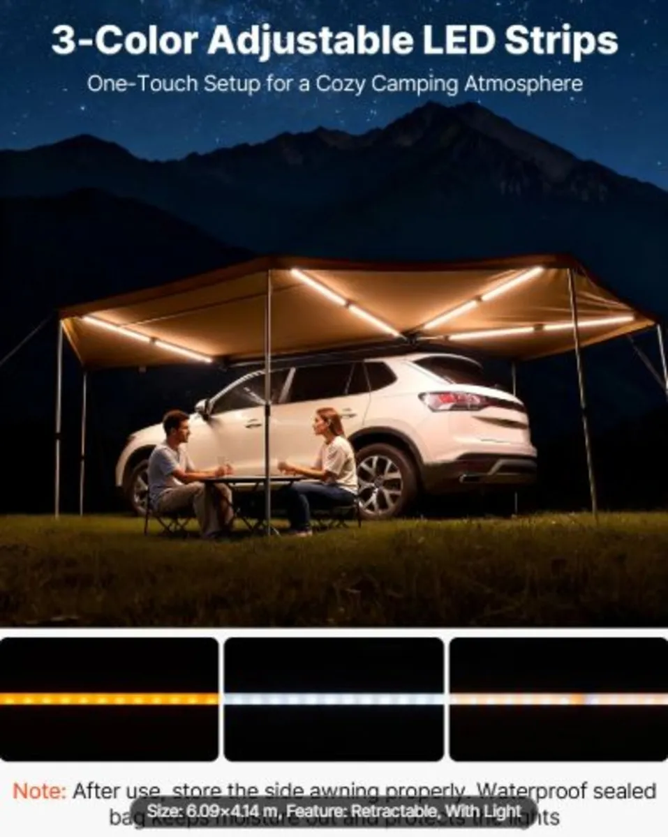 270 Degree Awning with Bulit-in LED Lights, 12.4 ㎡ - Image 4