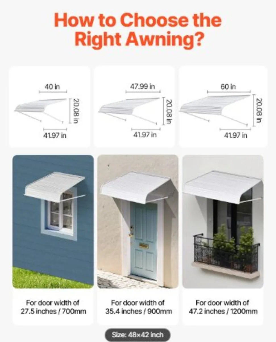 Aluminum Awning 48 x 42 in, Durable Window Awning - Image 3