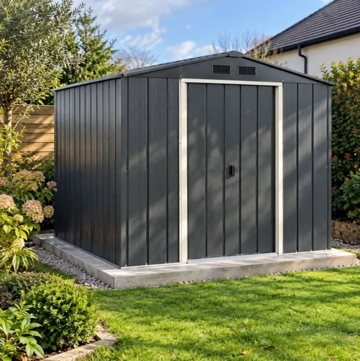 8x8 ECO Steel Garden Shed – Anthracite Grey + FREE - Image 2