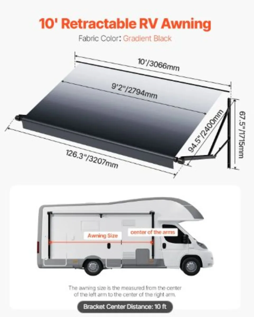 Motorized RV Awning Complete Kit, 10' Retractable - Image 4