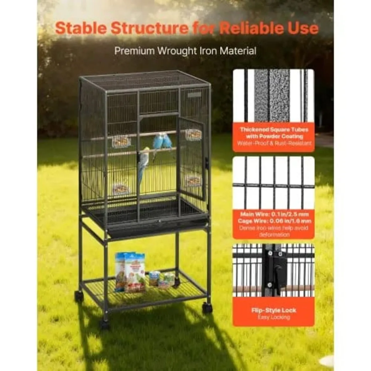 Bird Cage, 625 x 425 x 1370 mm, Flat Top, Wrought - Image 3