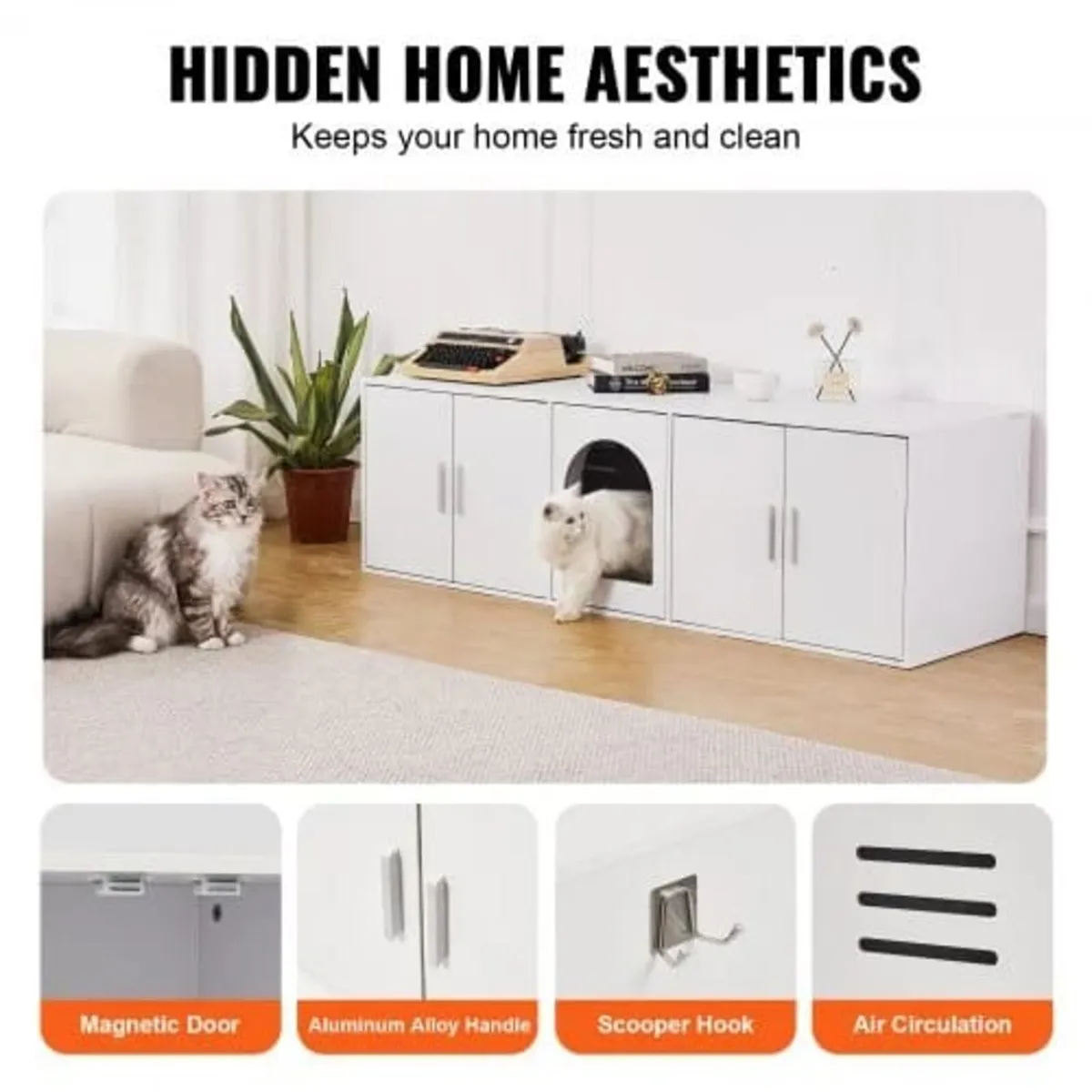 Cat Litter Box Enclosure Wooden Litter Box Furnitu - Image 3