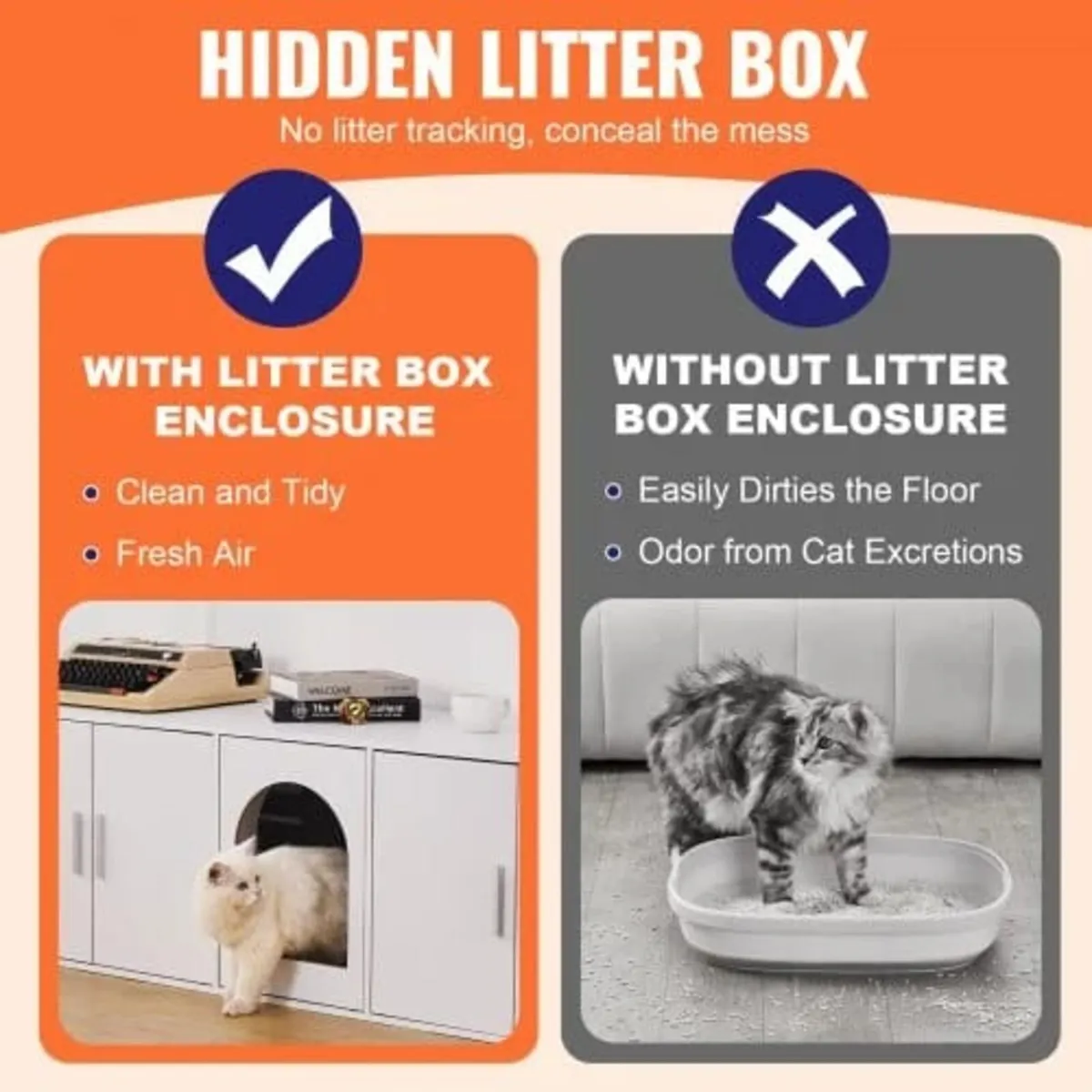 Cat Litter Box Enclosure Wooden Litter Box Furnitu - Image 4