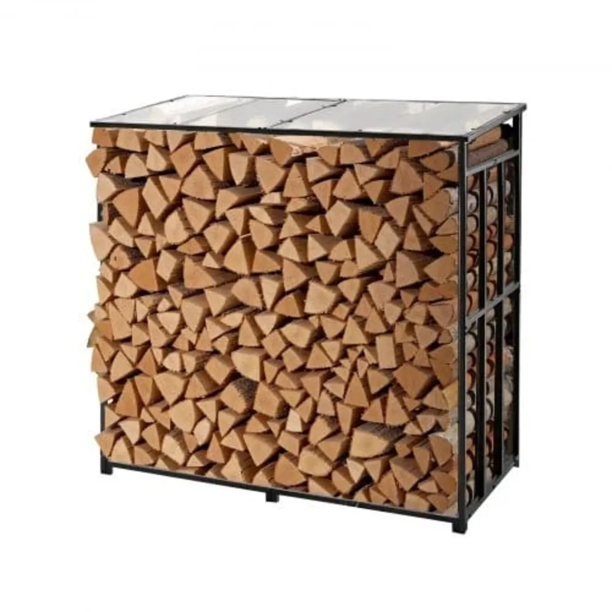 Firewood Rack with Sloped Roof, 143cm Outdoor Fire - Image 1