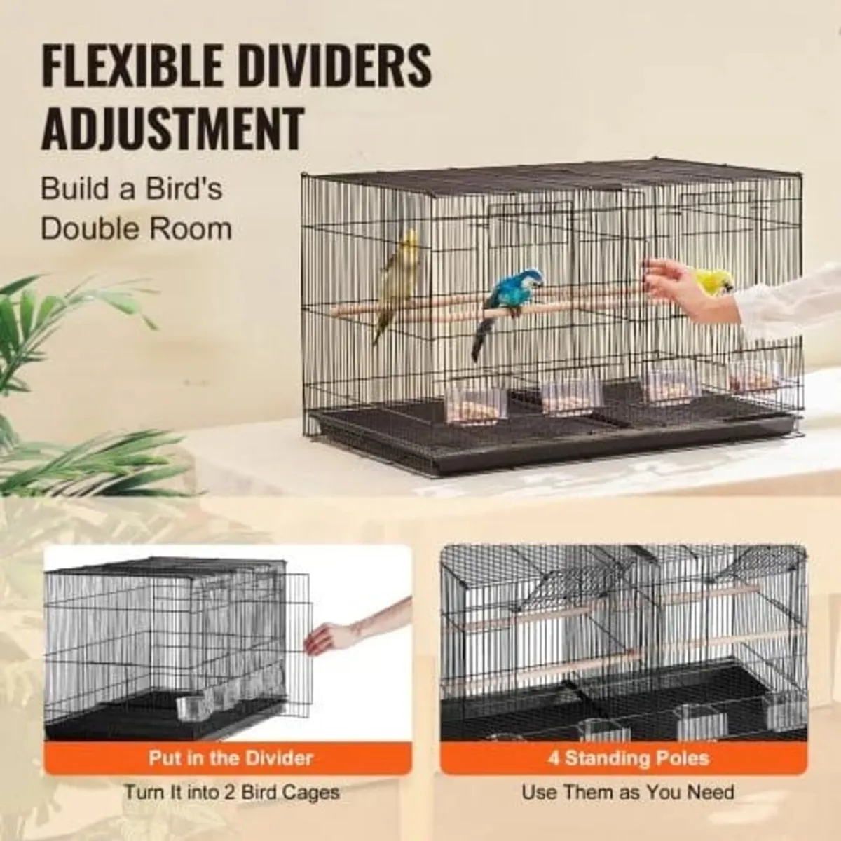 Bird Cage, 18 in, Small Parakeet Cage with Divider - Image 2