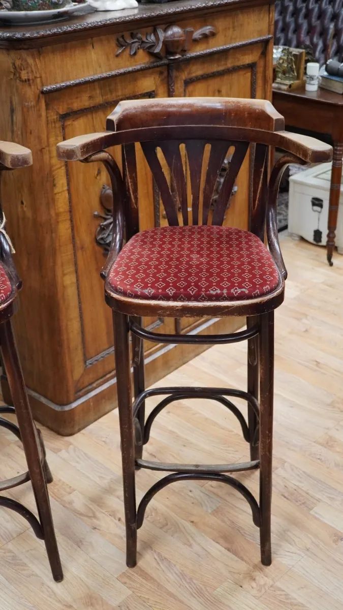 Pair of Vintage Bentwood Bar Stools - Image 3