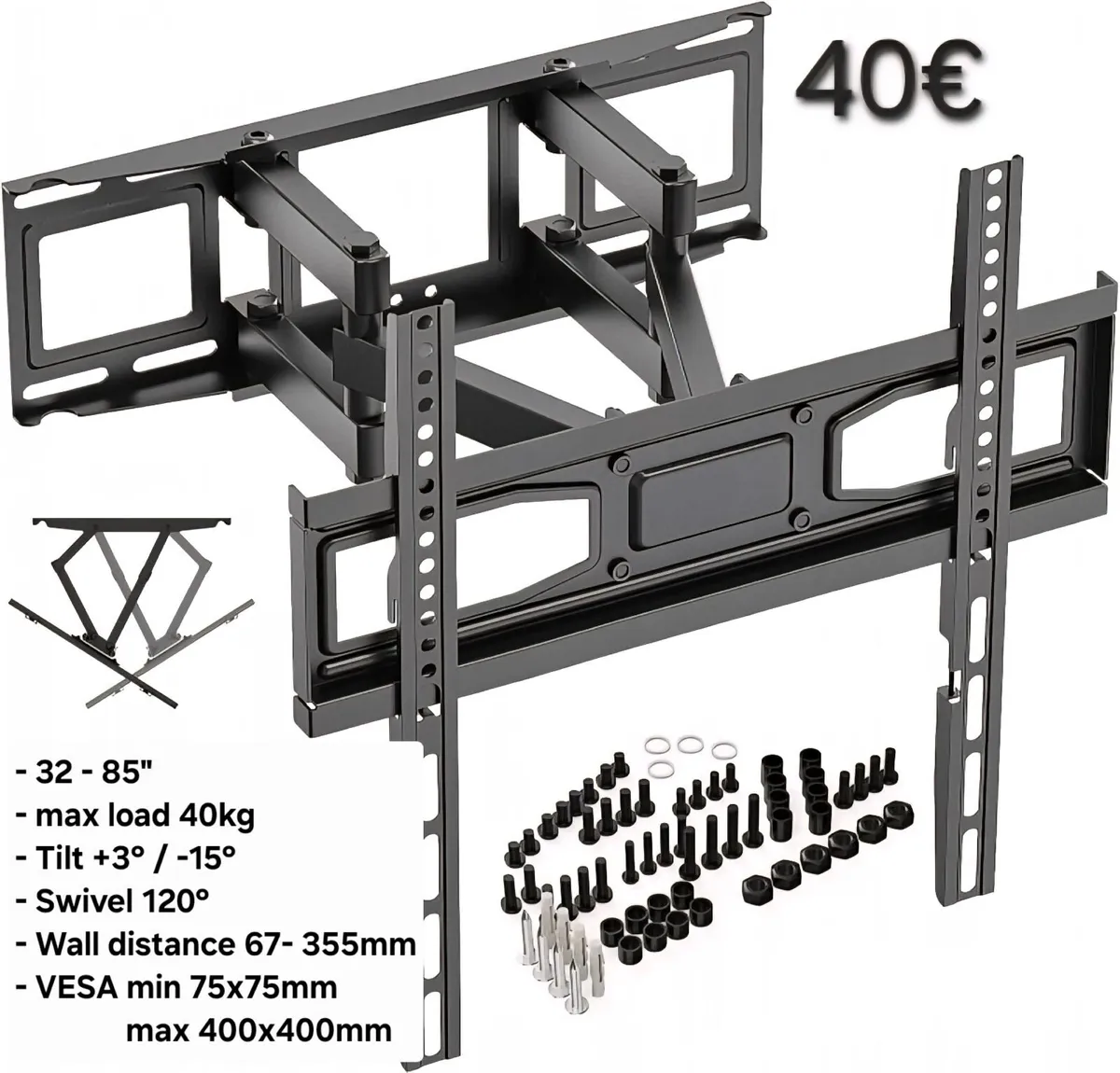 Tv Wall Mount Bracket Swivel Full Motion 32-85" - Image 1