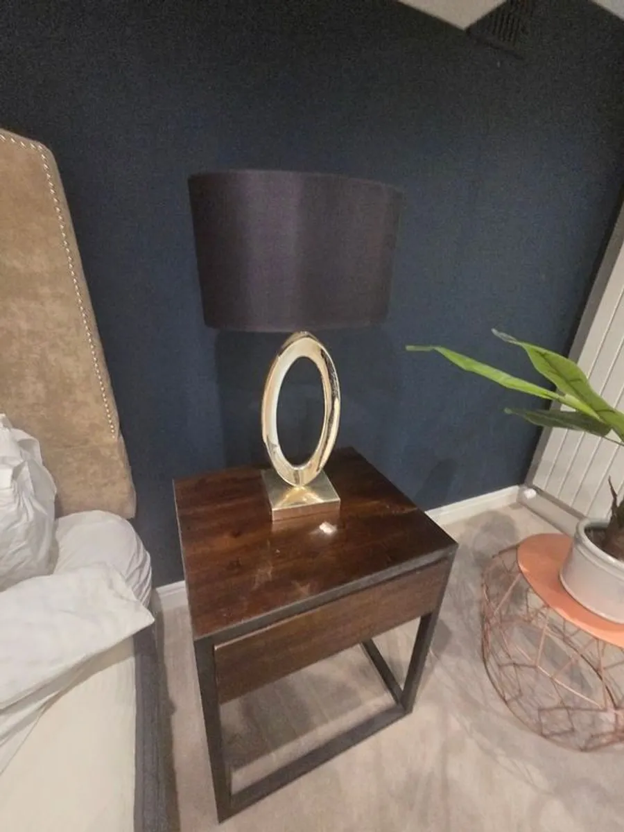 2 x industrial style wooden bedside lockers - Image 2