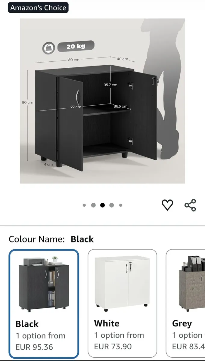 Locking Black Storage Cabinet - Image 2