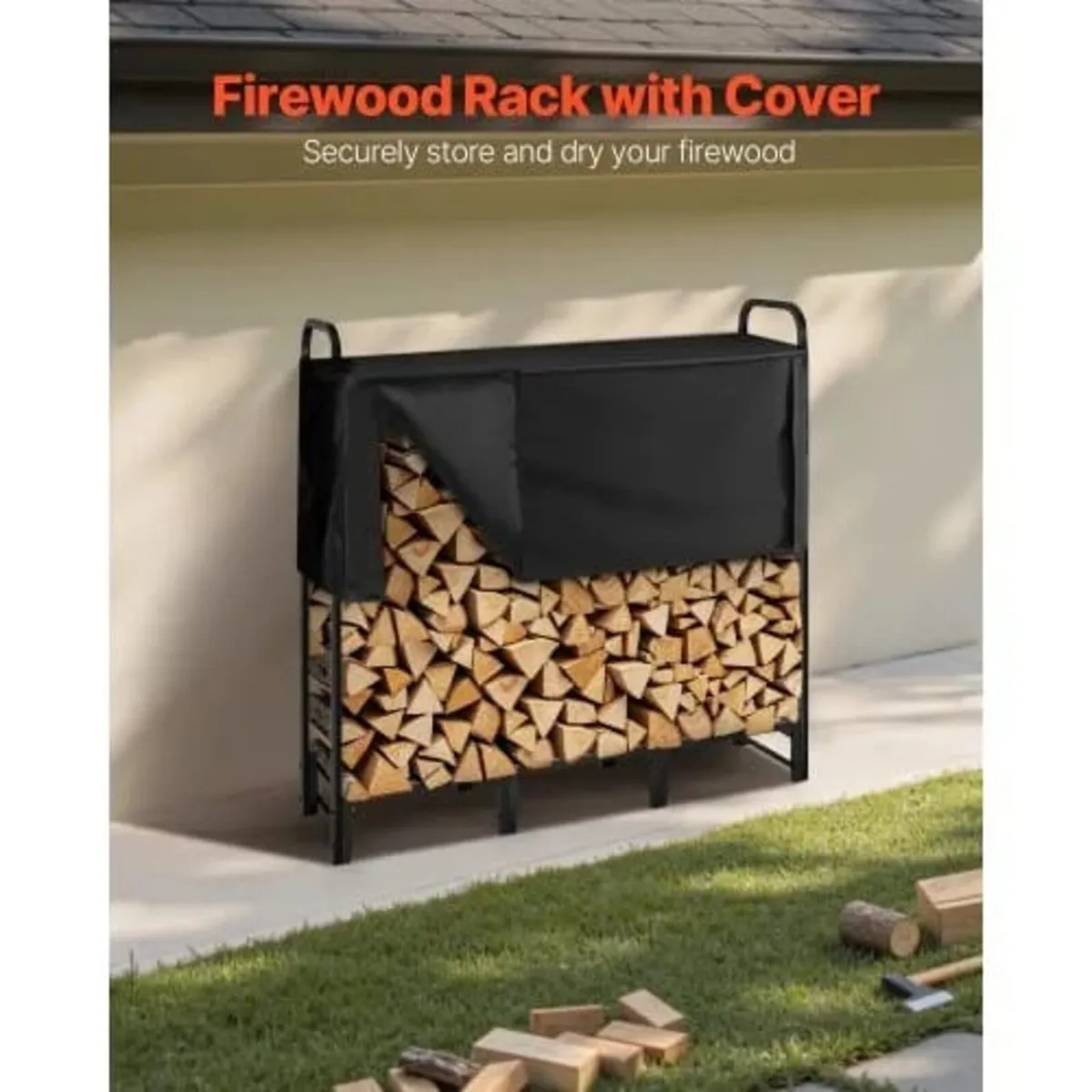 Firewood Rack with Waterproof Cover, 1.22m Outdoor - Image 3