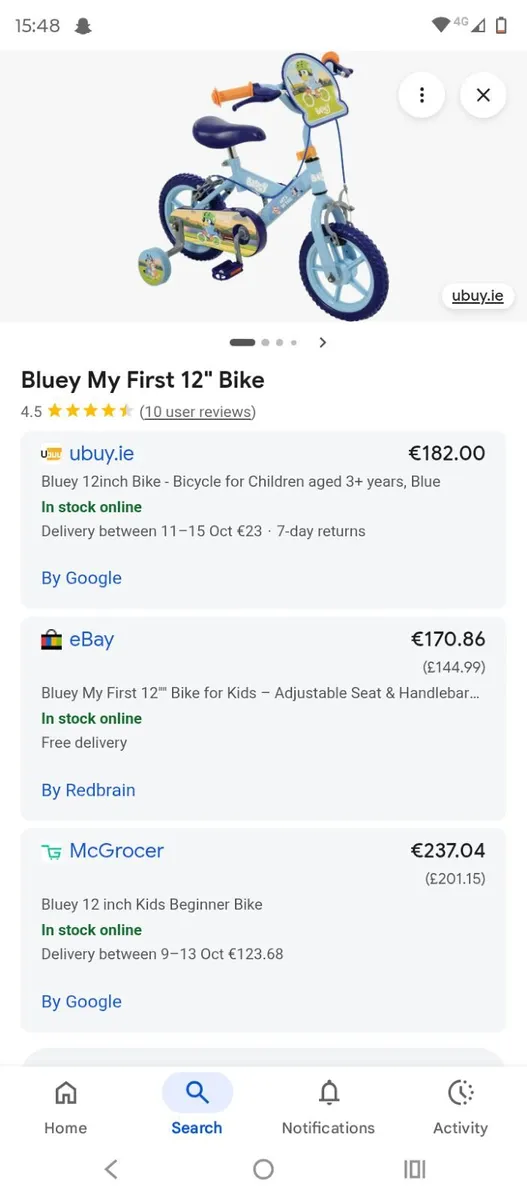 Bluey 12 inch bike with stabilisers - Image 2