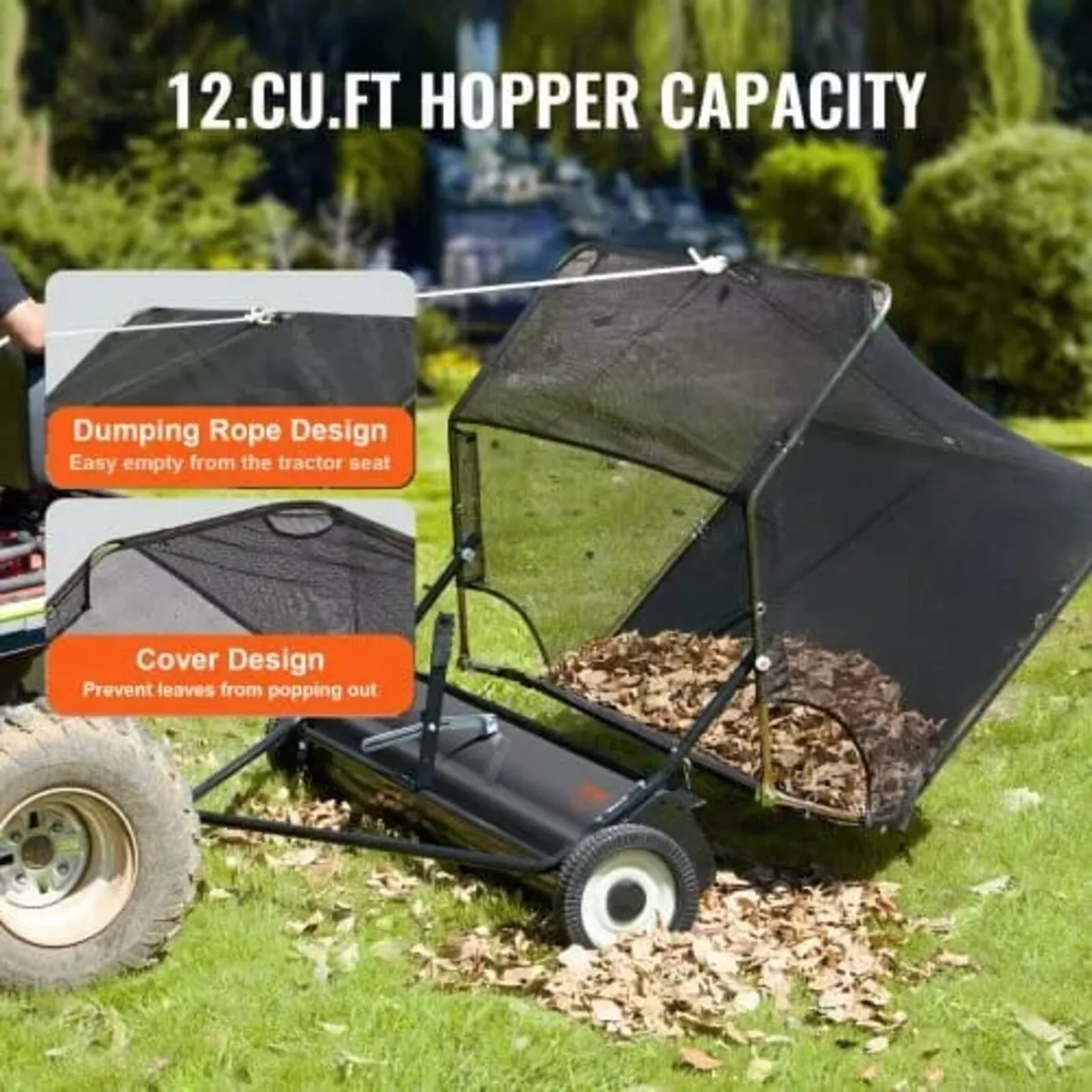 42-inch Lawn Sweeper Tow Behind, 12 cu.ft. Large P - Image 3