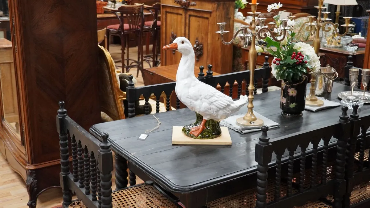 Large Antique French Glazed Terracotta Goose - Image 1