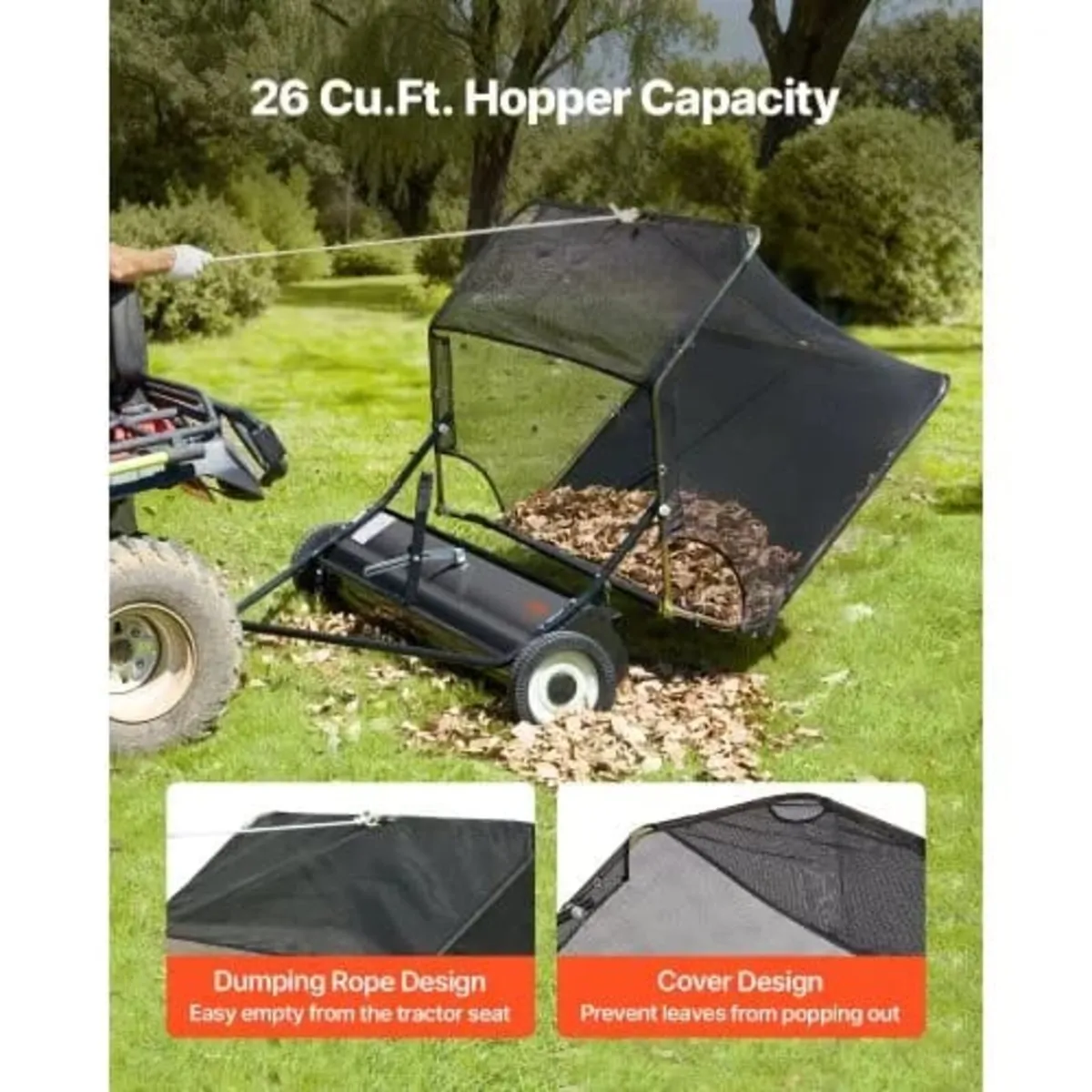 26.7 cm Tow Behind Lawn Sweeper, 26 cu.ft. Large Y - Image 4
