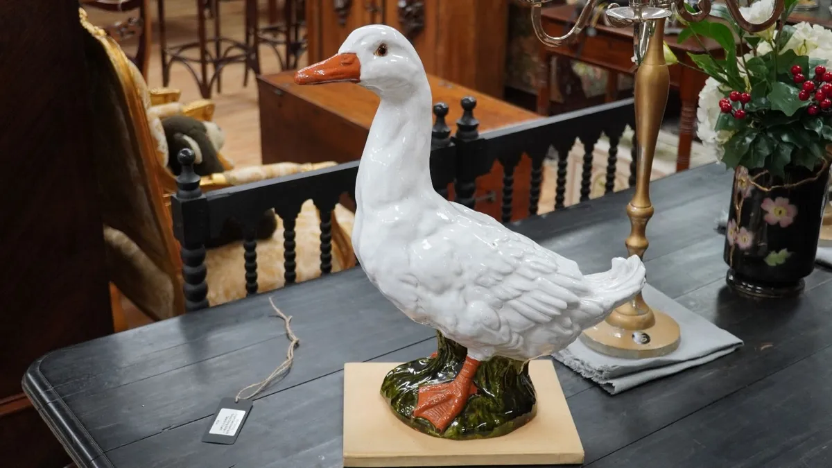 Large Antique French Glazed Terracotta Goose - Image 2