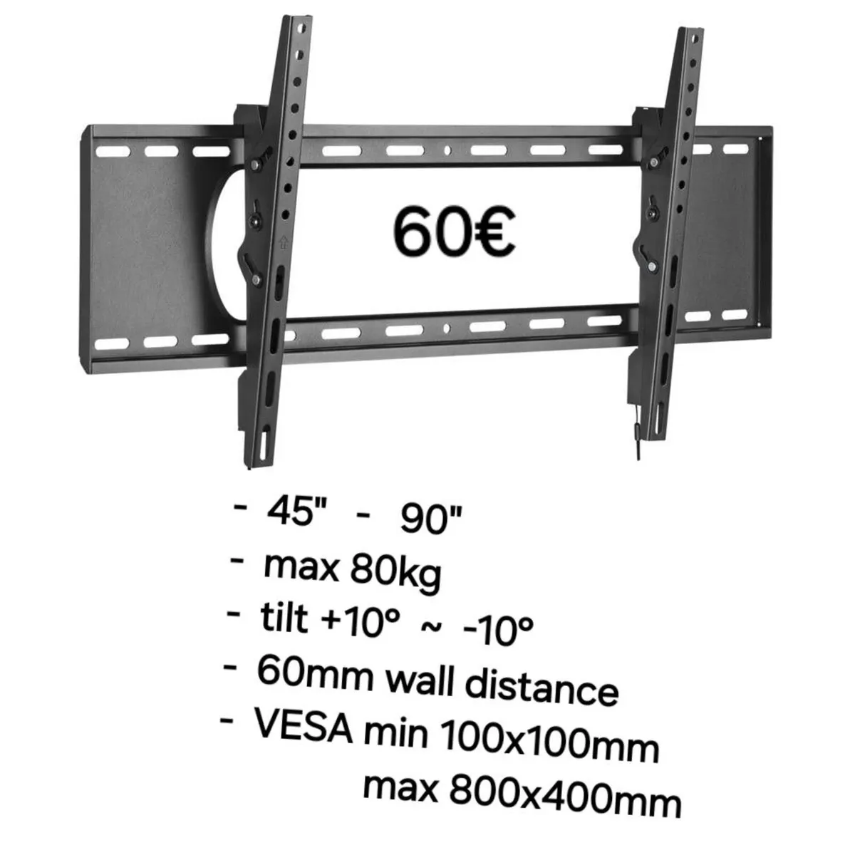 Tv Wall Mount Bracket Flat Tilt 45-90" - Image 1