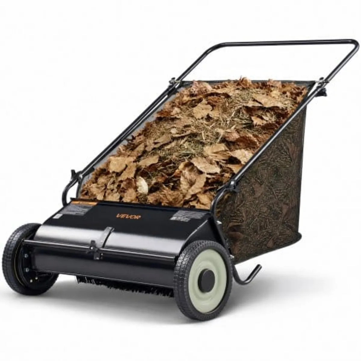 Push Lawn Sweeper, 26-inch Leaf & Grass Collector, - Image 1