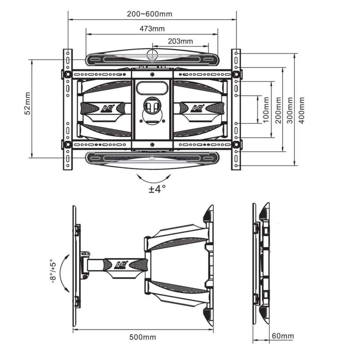 TV Wall Mount Bracket Tilt Swivel 40" - 85" TV - Image 2