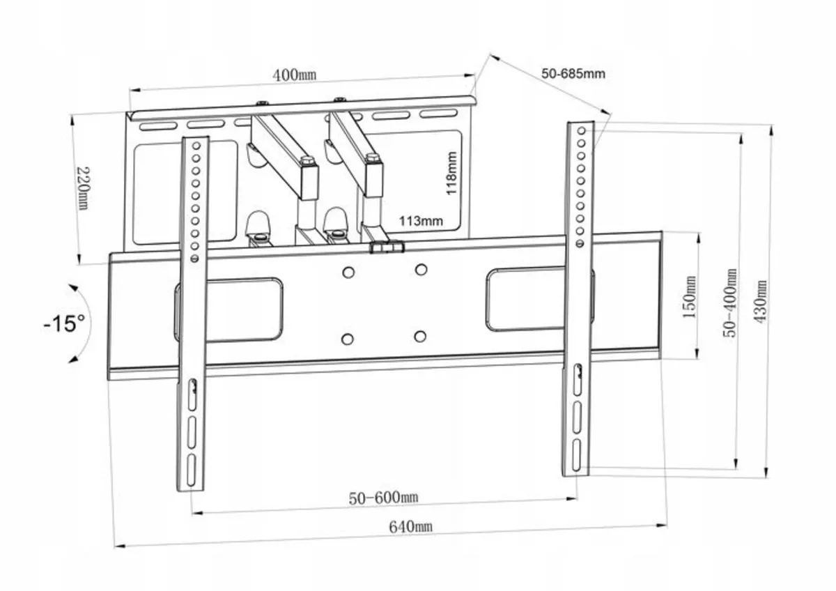 Tv Wall Bracket Tilt Swivel Long Arm 32"- 80" - Image 2