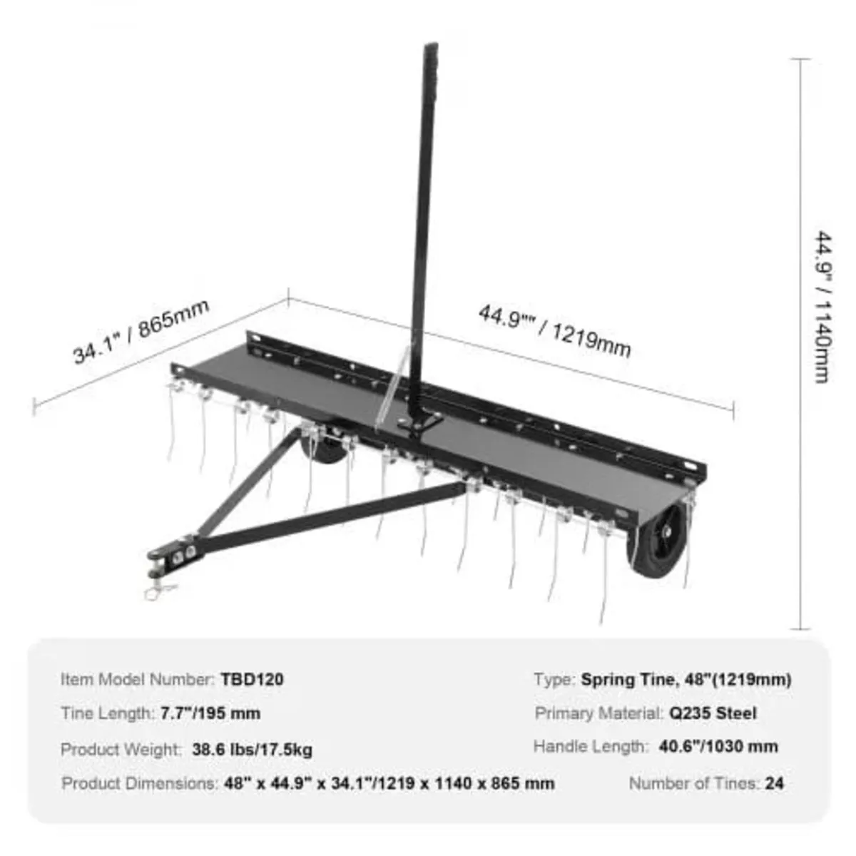 Tow Behind Dethatcher, 48-inch Tow Dethatcher with - Image 4
