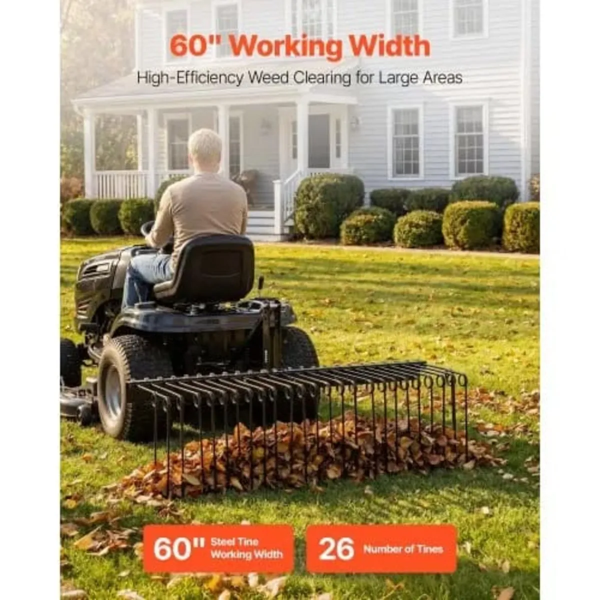 Tow Behind Landscape Rake 72"/183 cm Lawn Dethatch - Image 2