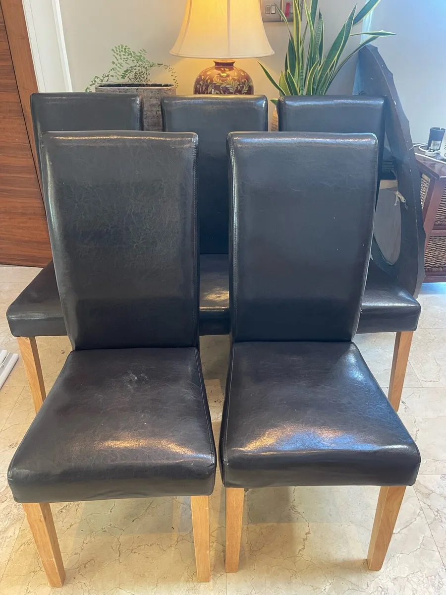 5 x Leather Padded Kitchen Dining Chairs - Deliver - Image 1