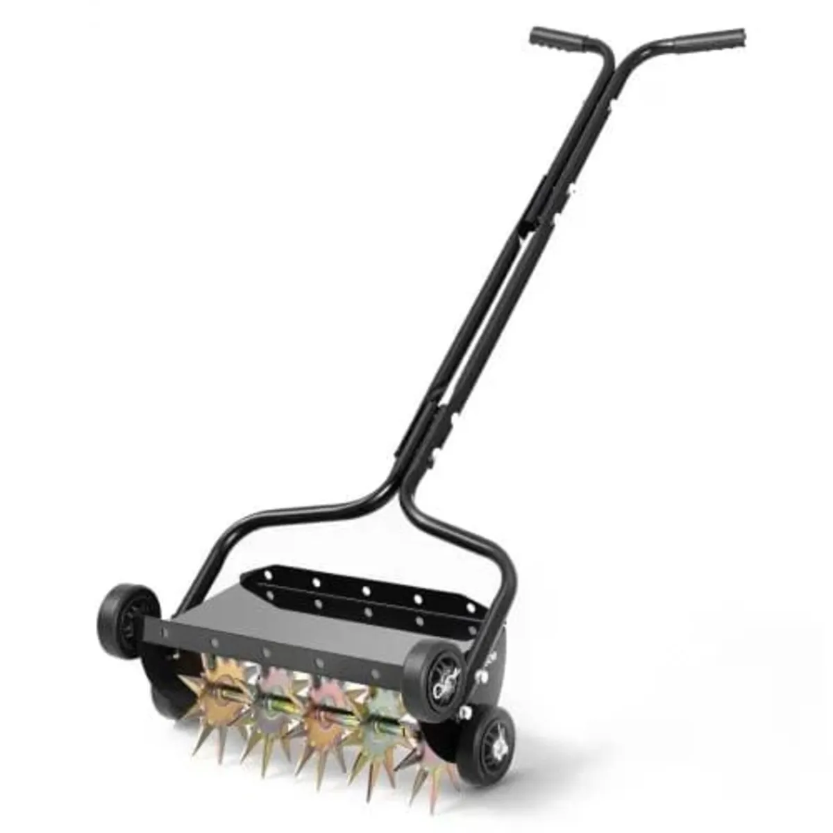 Lawn Aerator, 18 in Manual Push Spike Aerator with - Image 1