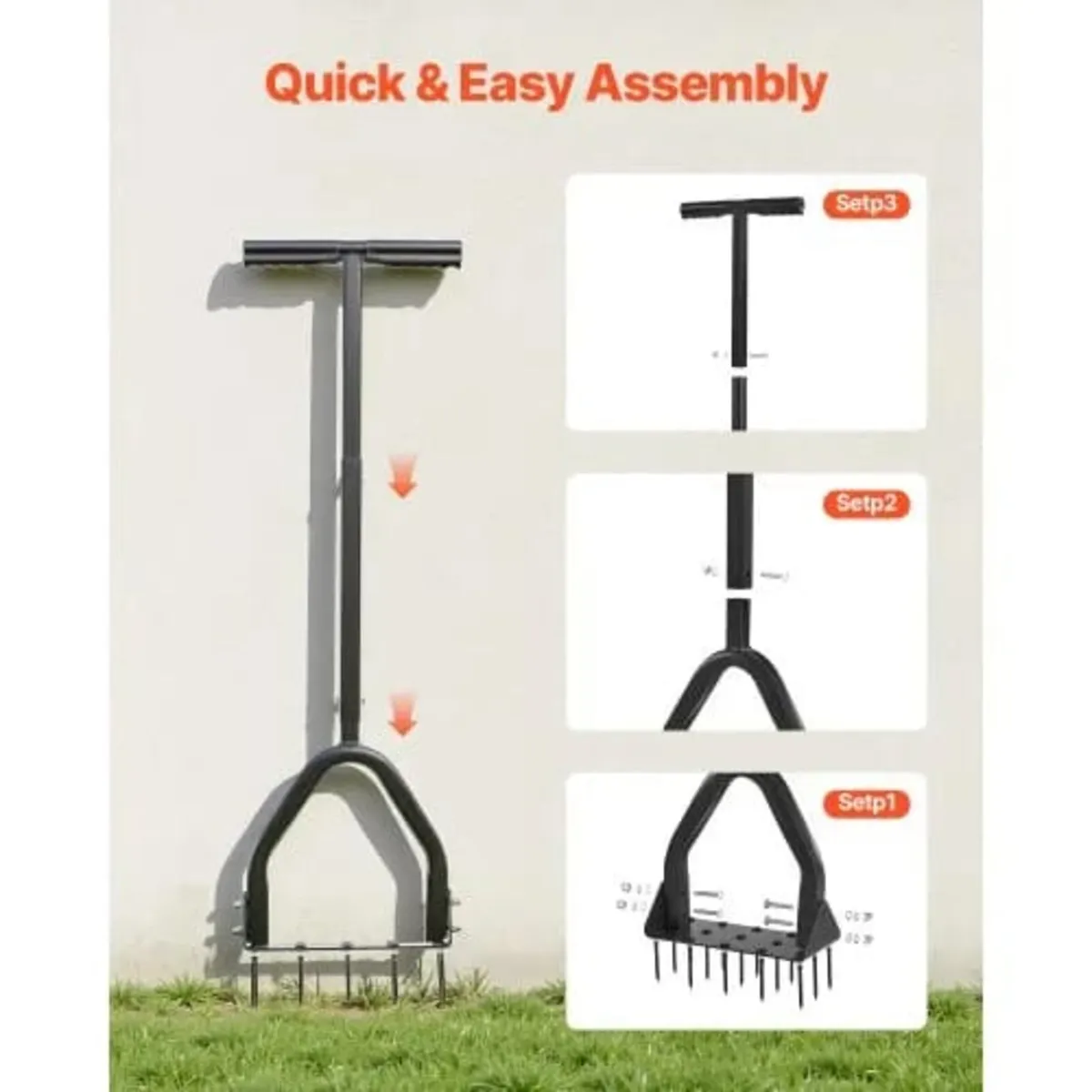 Lawn Aerator, 9.2 in Manual Core Aerator Tool with - Image 3