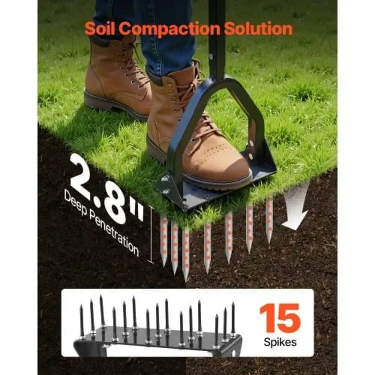 Lawn Aerator, 9.2 in Manual Core Aerator Tool with - Image 4