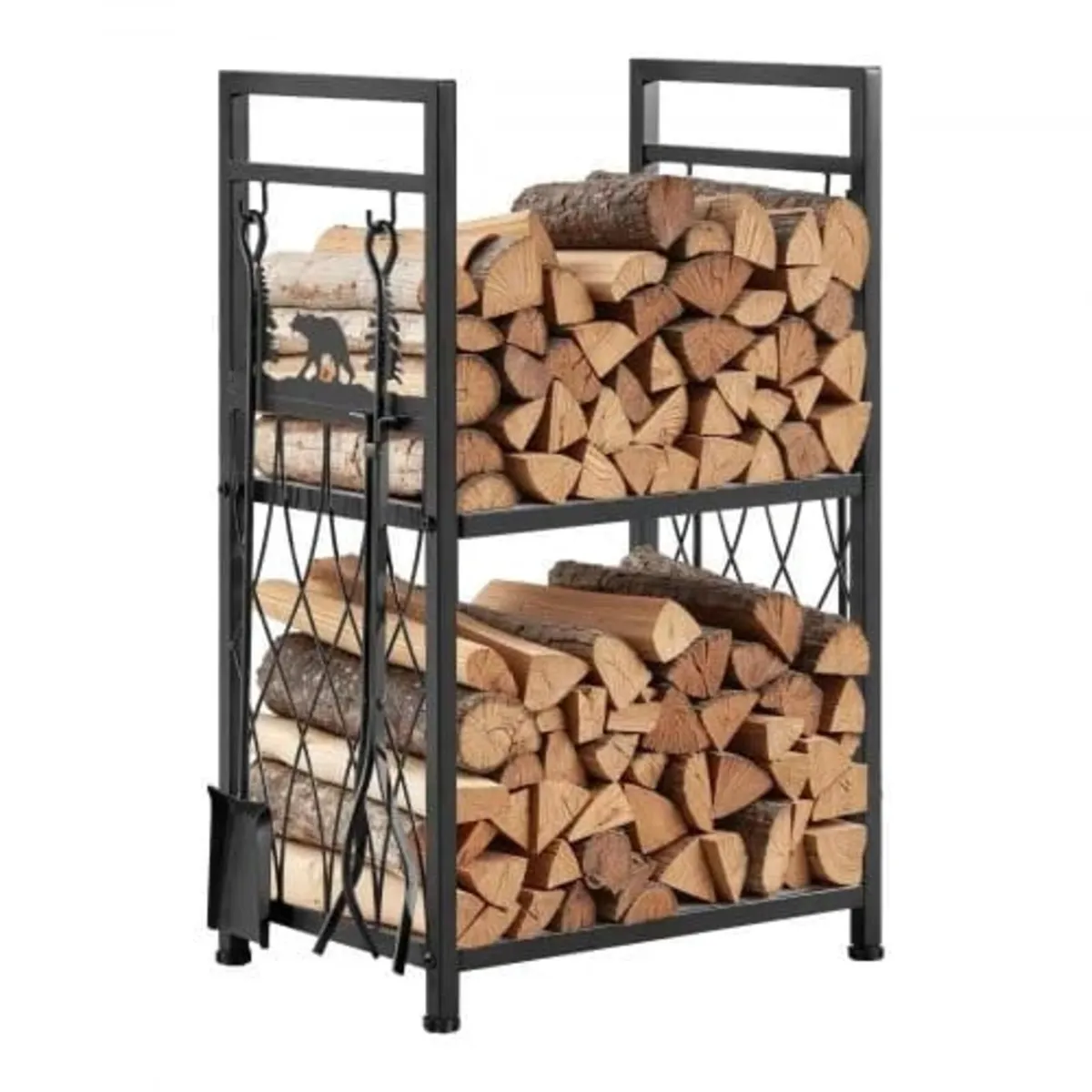 Indoor Firewood Rack, 45.5cm 2-Tier Firewood Holde - Image 1