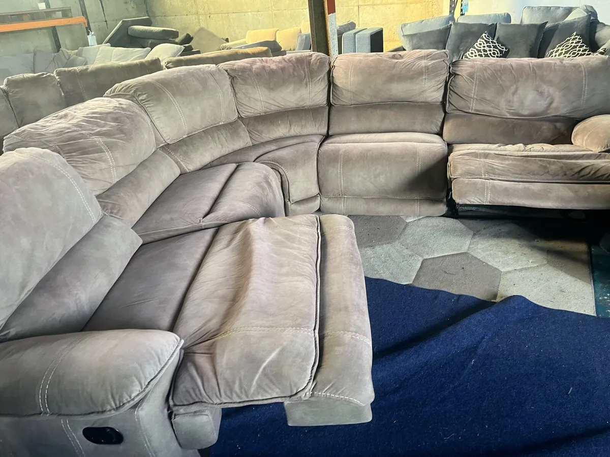 Beige corner recliner sofa couch - Image 1