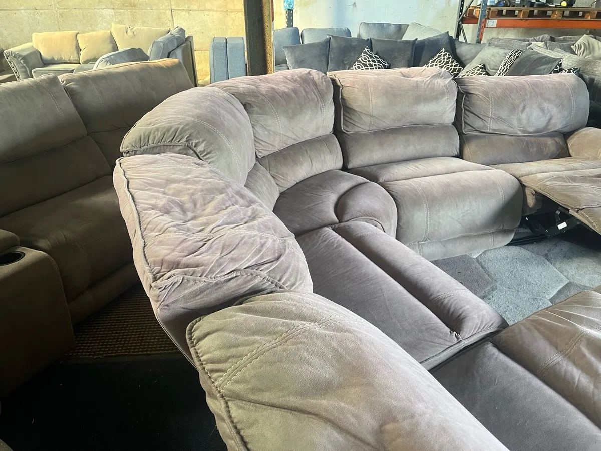 Beige corner recliner sofa couch - Image 3