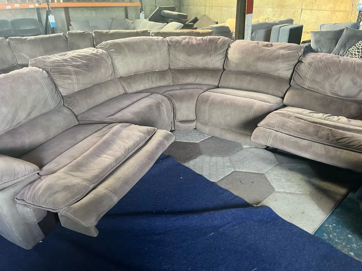 Beige corner recliner sofa couch - Image 2