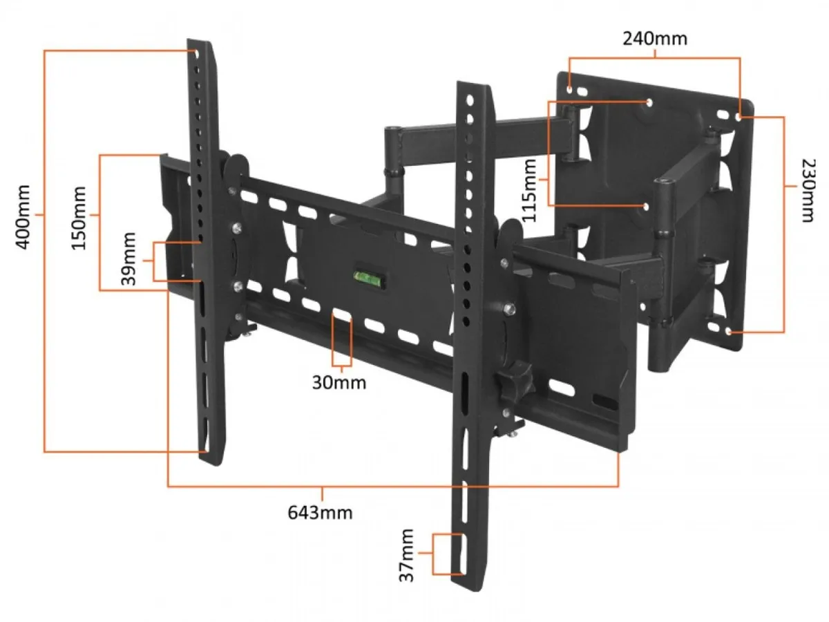 Tv Wall Mount Bracket Tilt Swivel Long Arm 32-75" - Image 2
