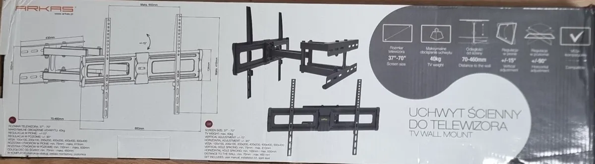 Tv Wall Mount Bracket Swivel Full Motion 37-70" - Image 2