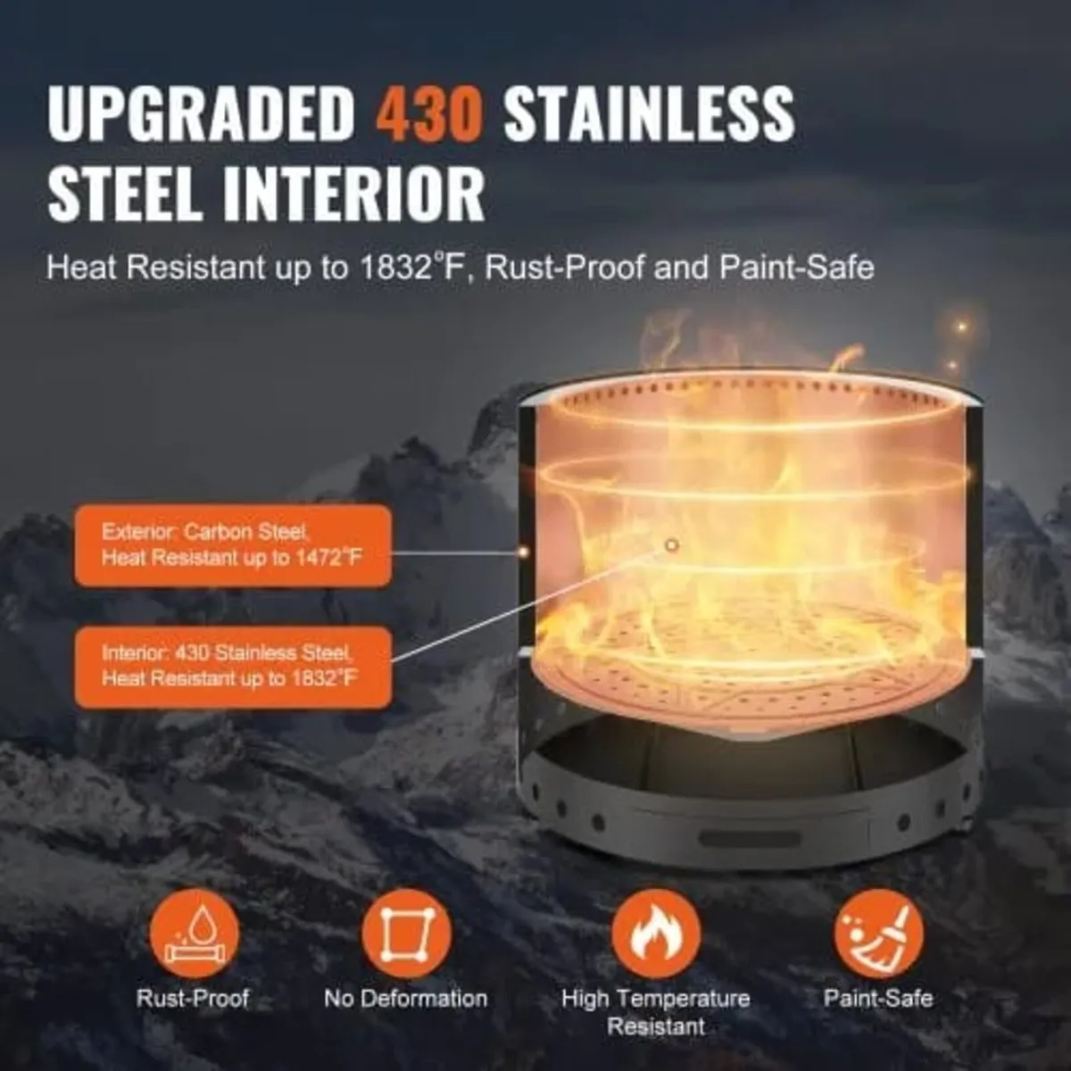 Smokeless Fire Pit Stove Bonfire 49 cm Dia Wood Bu - Image 4