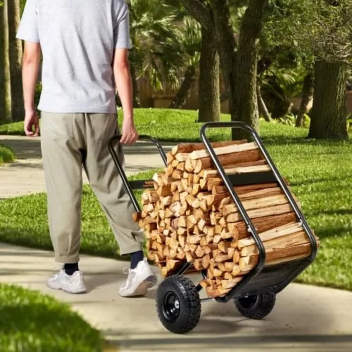 Firewood Log Cart, 113.4 kg Load Capacity, Outdoor - Image 4