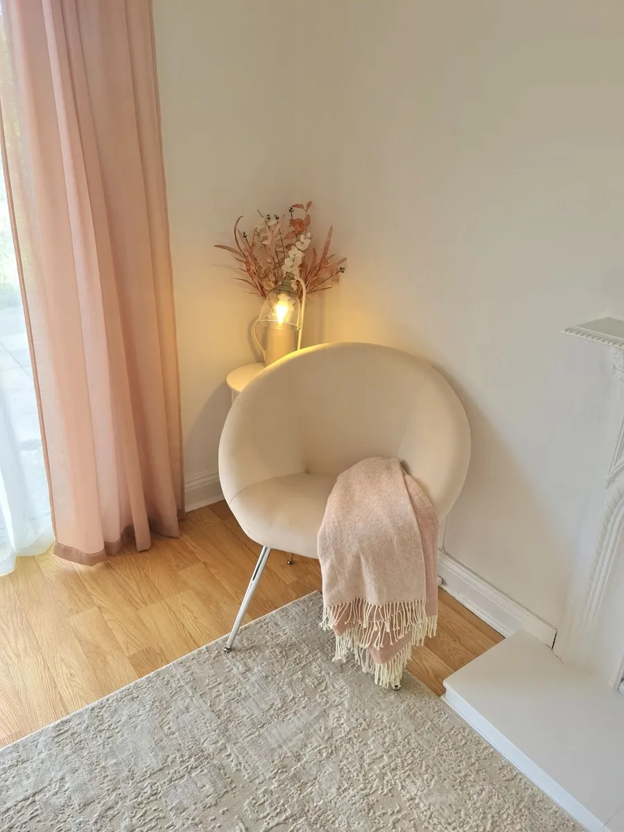 Ivory / Cream / Off-White Velvet Accent Chair - Image 1