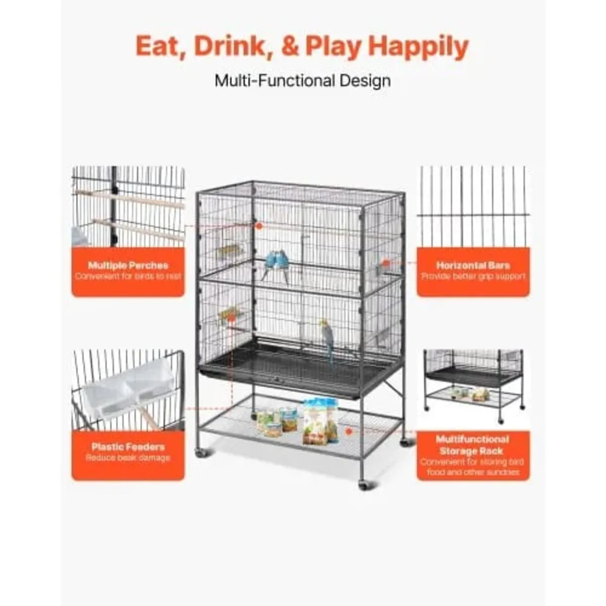 Bird Cage, 930 x 580 x 1510 mm, Flat Top, Wrought - Image 2
