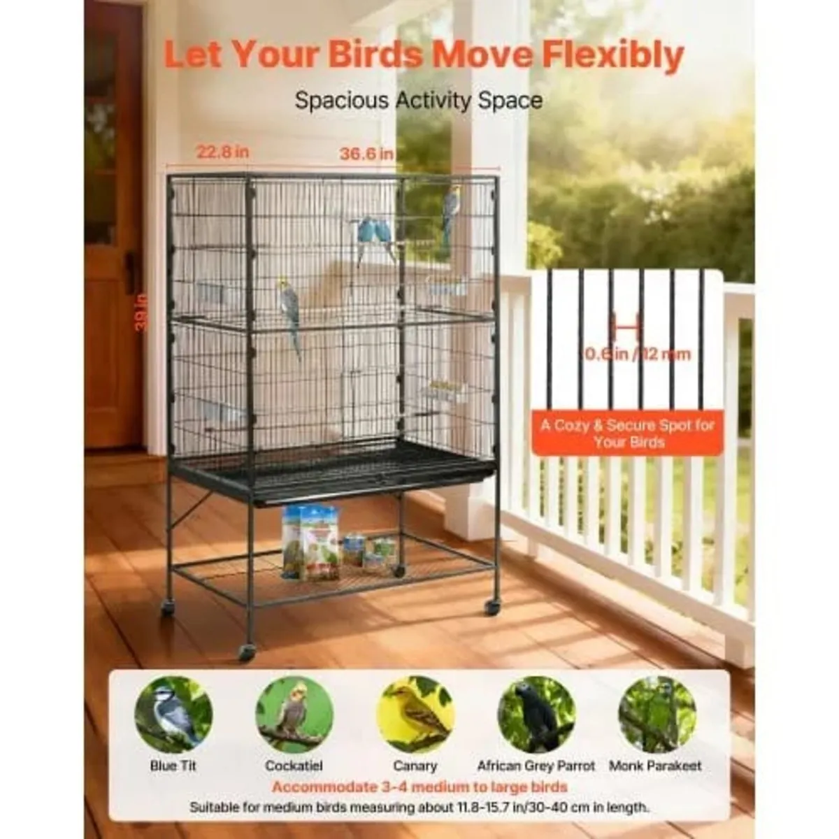 Bird Cage, 930 x 580 x 1510 mm, Flat Top, Wrought - Image 3