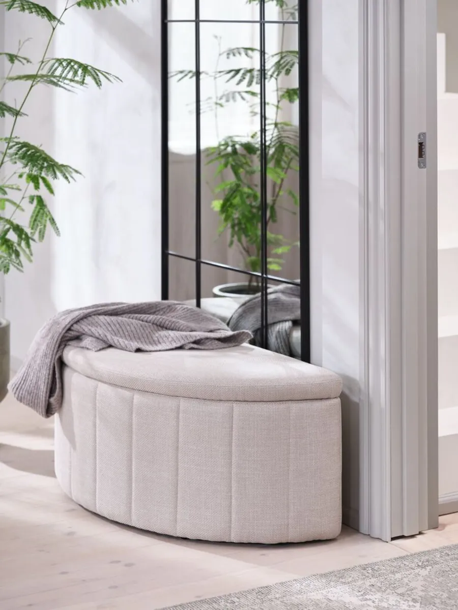 Beige bench / Ottoman with Storage - Image 1