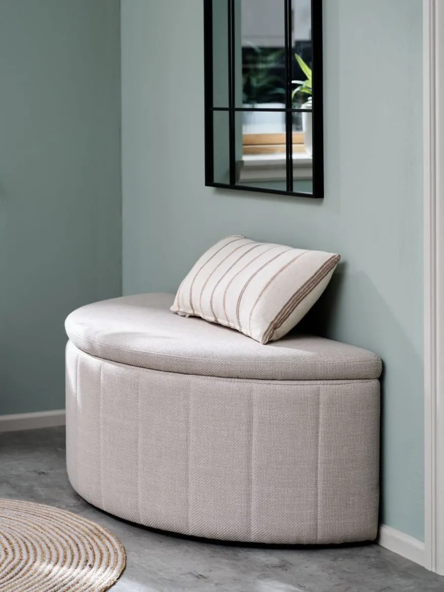 Beige bench / Ottoman with Storage - Image 3