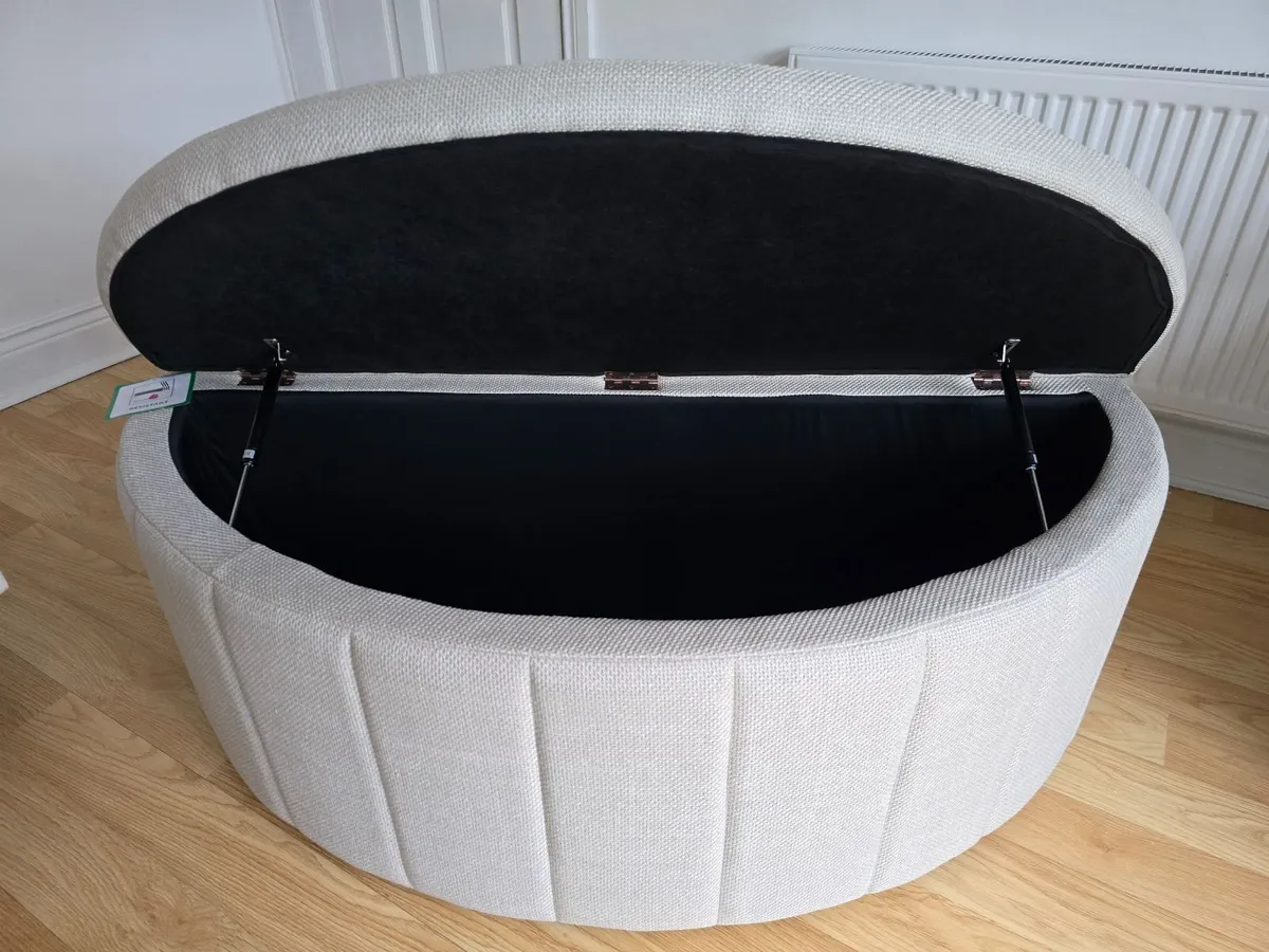 Beige bench / Ottoman with Storage - Image 4