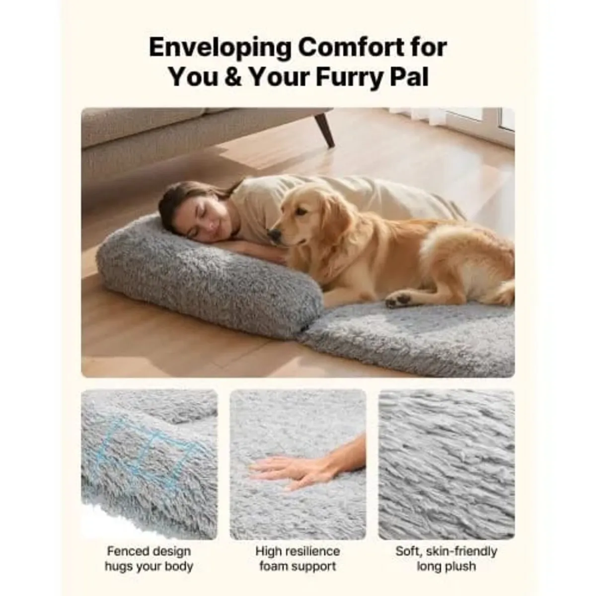 Human Dog Bed, 1810 x 1110 x 240 mm Orthopedic Mem - Image 2