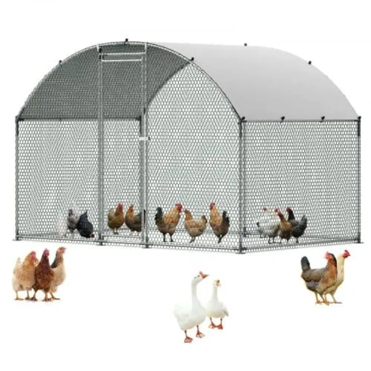 Metal Chicken Coop, 9.8x6.5x6.5ft Large Walk-in Ch - Image 1