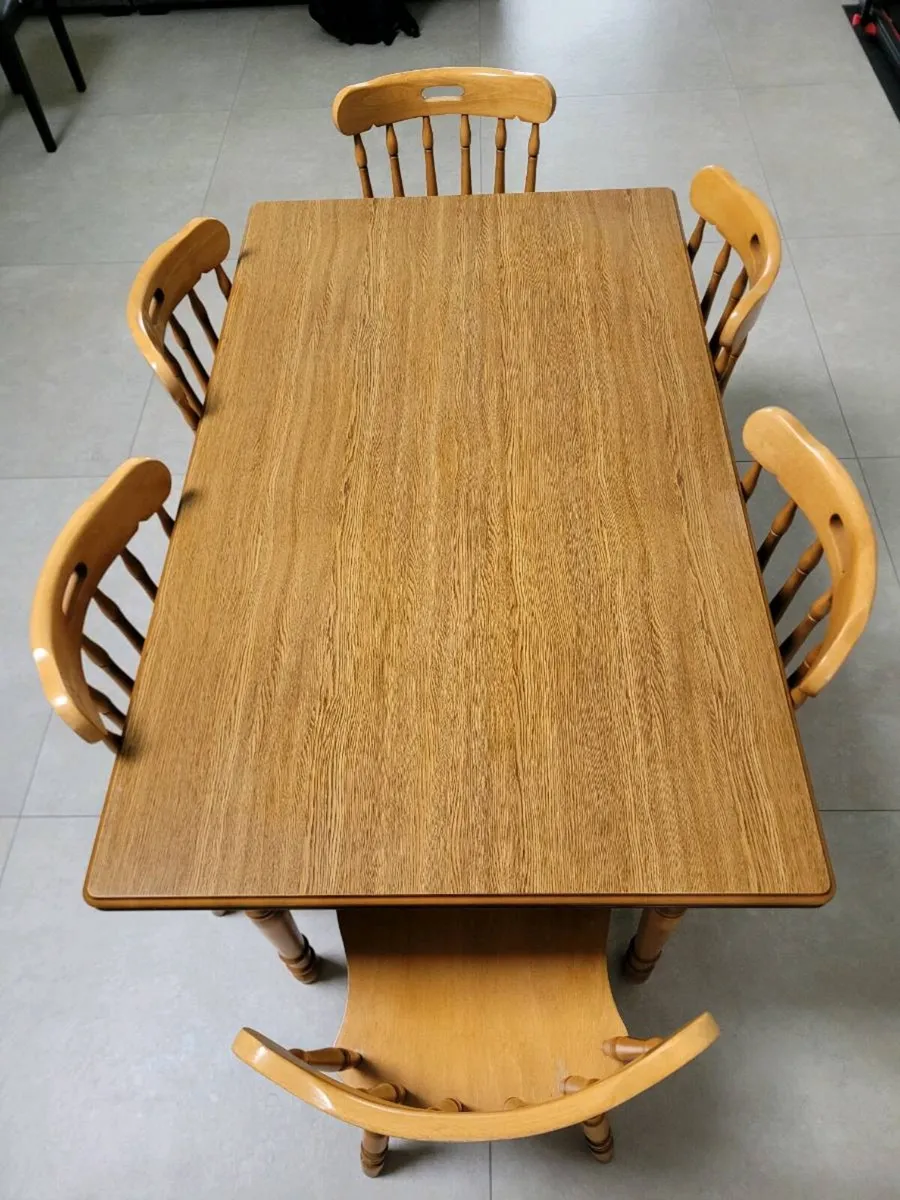 WOODEN DINING TABLE AND 6 CHAIRS - Image 1